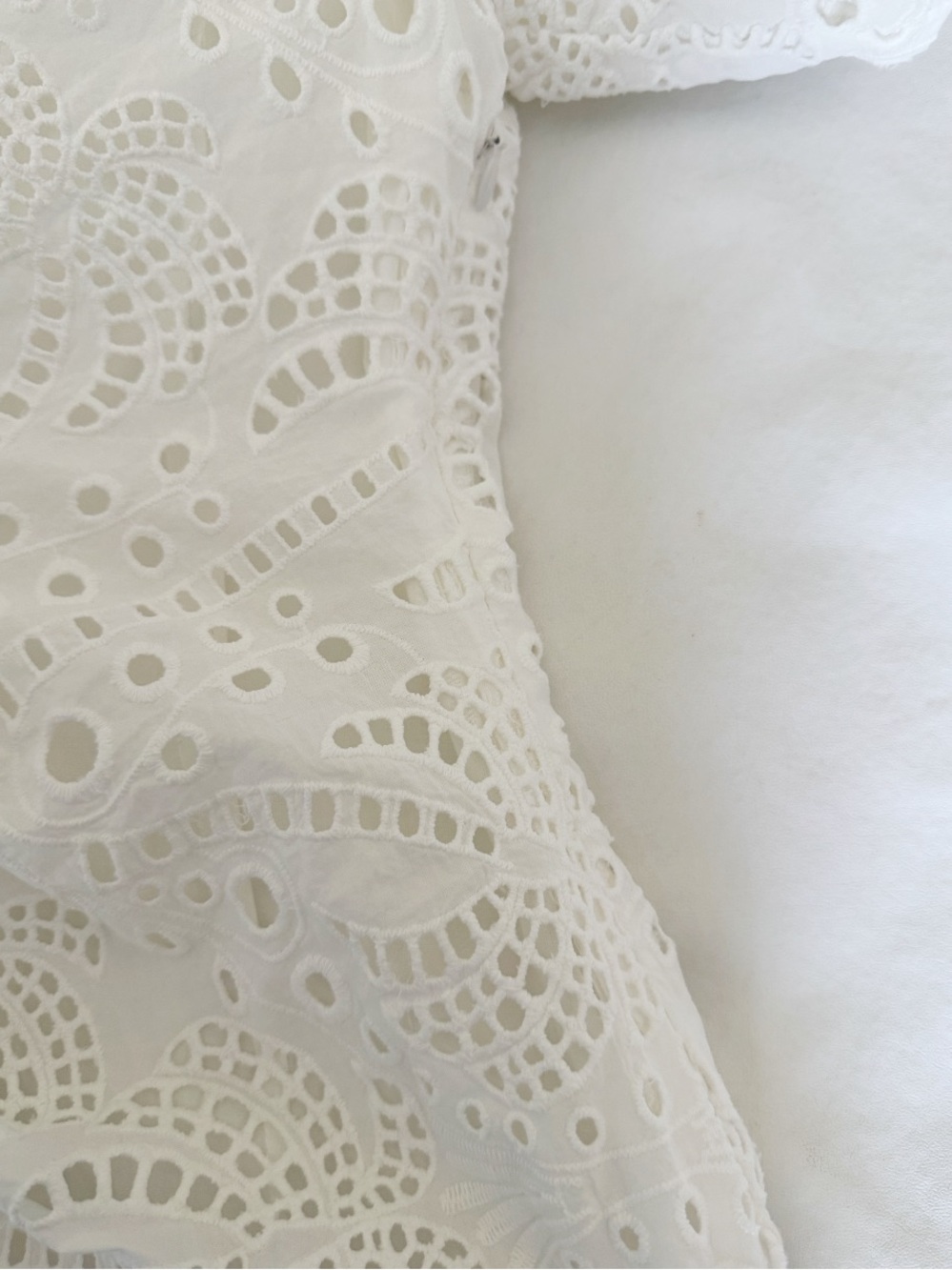 Farm Rio White Eyelet Tiered Midi Dress with Puff Sleeves Large - Picture 7 of 11